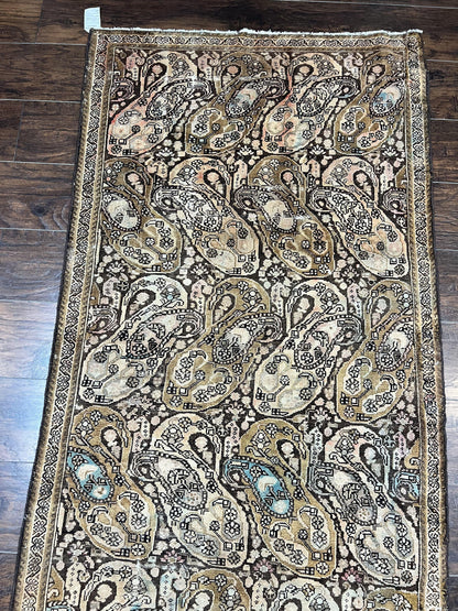 Antique Persian Malayer Runner Rug 3x16, Repeated Boteh Paisley Design, Rare Rug, 1920s Antique Oriental Carpet, Wool Handmade Hand Knotted 3 x 16 ft Rug - Nuvé