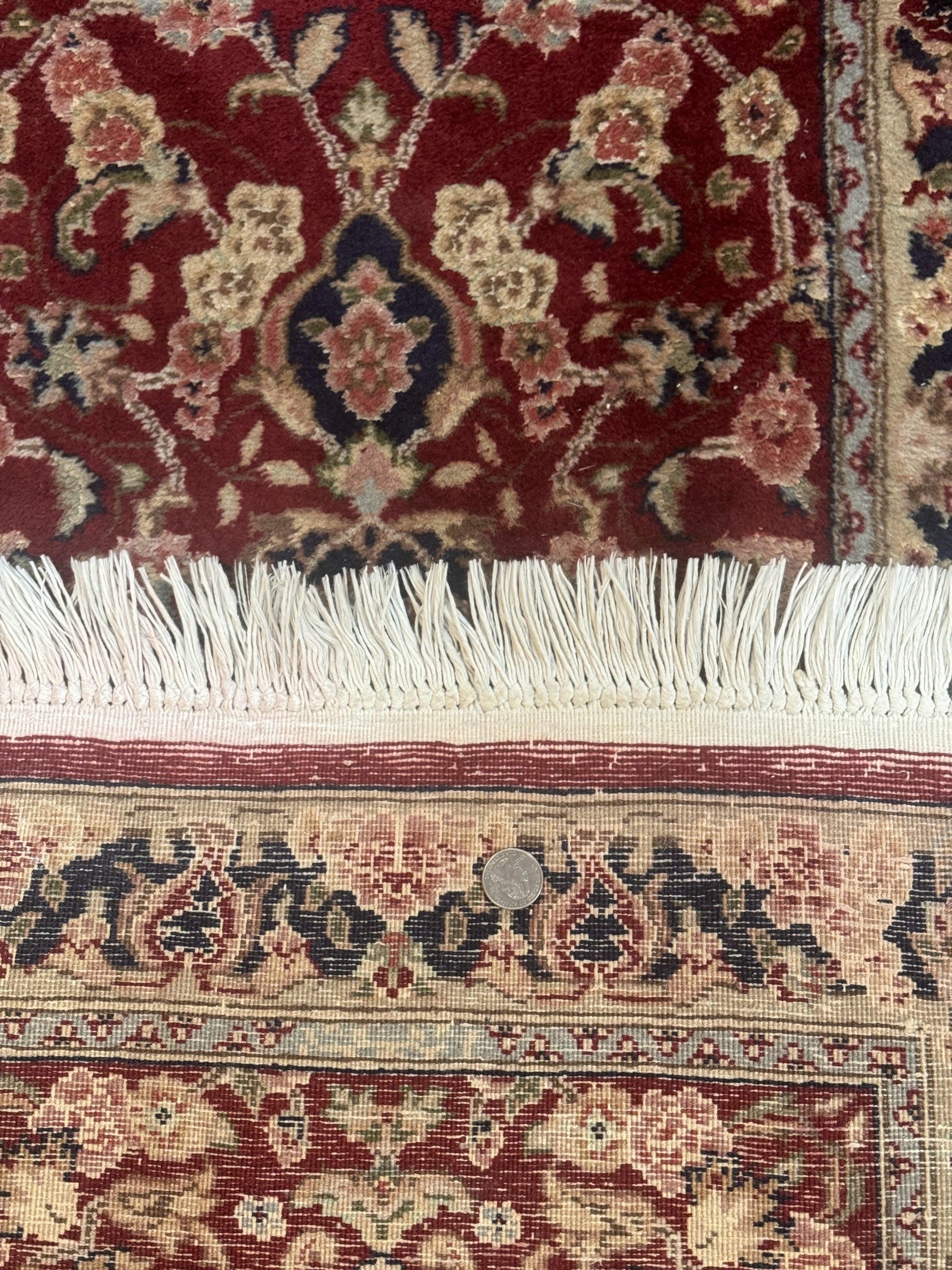 Short Runner Rug 2x6, Fine 200 KPSI, Red Floral Medallion, Wool and Silk Highlights, Persian Runner Rug, Traditional, Sino Persian - Nuvé
