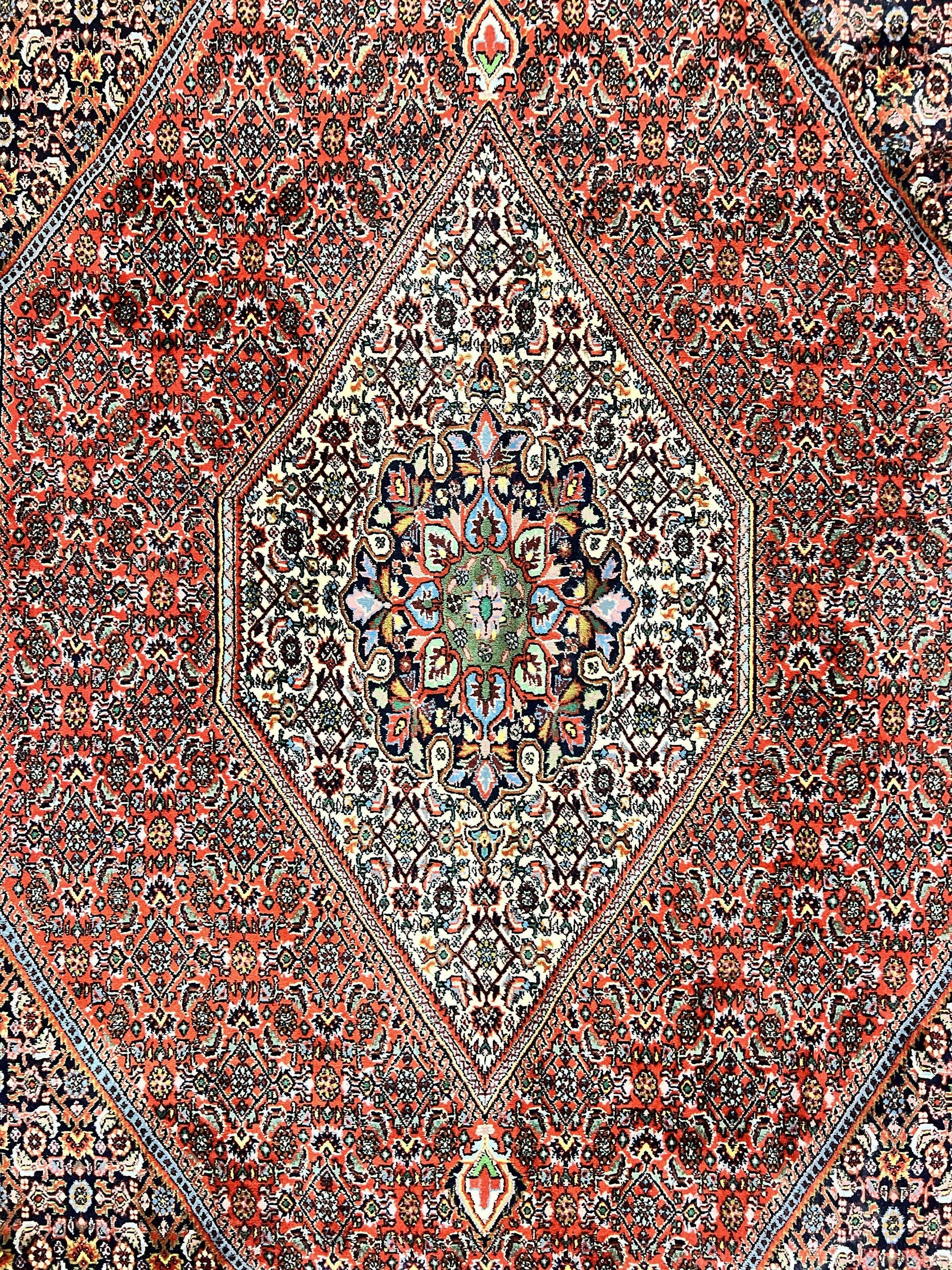 Persian Bidjar Rug 5x10, Wool Hand Knotted Vintage Carpet, Highly Detailed, Mahi Herati Pattern, 5 x 10 Oriental Rug - Nuvé