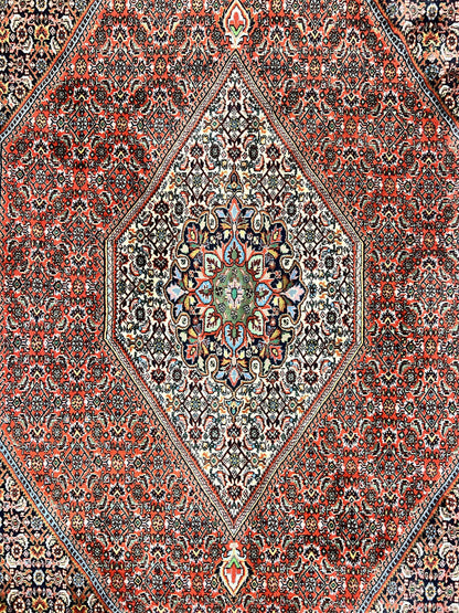 Persian Bidjar Rug 5x10, Wool Hand Knotted Vintage Carpet, Highly Detailed, Mahi Herati Pattern, 5 x 10 Oriental Rug - Nuvé