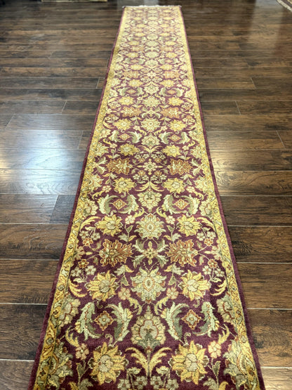 Indian Agra Runner Rug 2.6 x 17.5, Long Runner Rug for Hallway, Floral Handmade - Nuvé