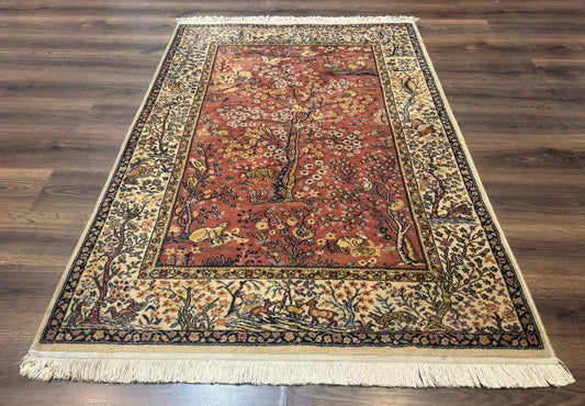 Persian Wool Rug 4x6, Tree of Life Animal Pictorials, Vintage, Power Loomed Ardakan Rug - Nuvé