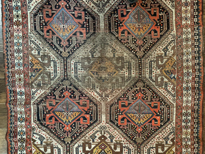 Antique Persian Qashqai Rug 5x8, Persian Tribal Rug, Khamseh Rug
