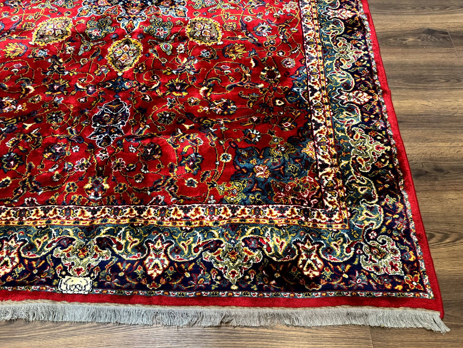 Red Persian Rug 6x9, Medallion Carpet, Ardebil Design, Vintage Belgium Power Loomed Carpet - Nuvé