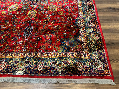 Red Persian Rug 6x9, Medallion Carpet, Ardebil Design, Vintage Belgium Power Loomed Carpet - Nuvé