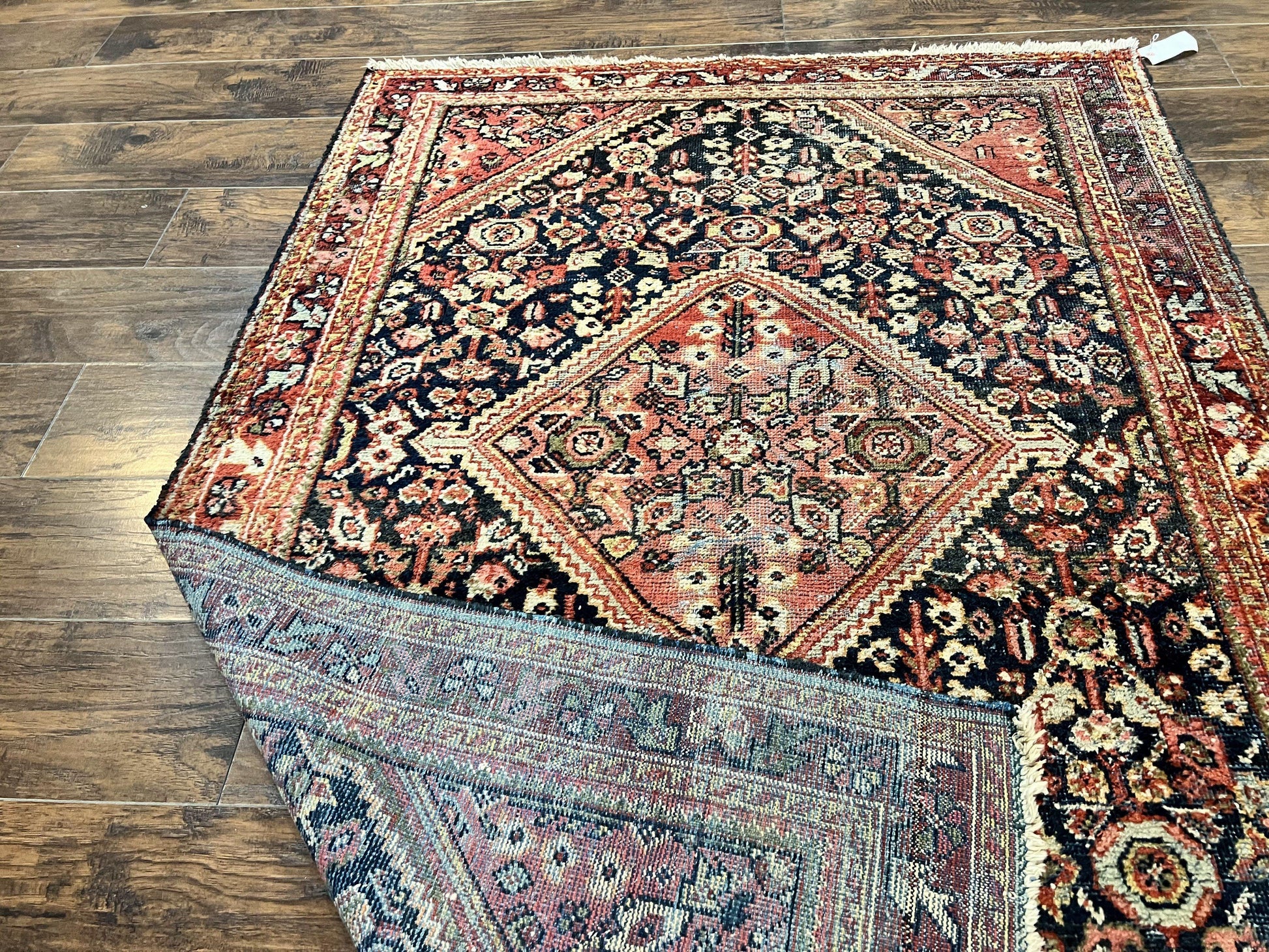 Antique Persian Mahal Rug 4x7, Wool Hand Knotted Tribal Geometric Carpet - Nuvé
