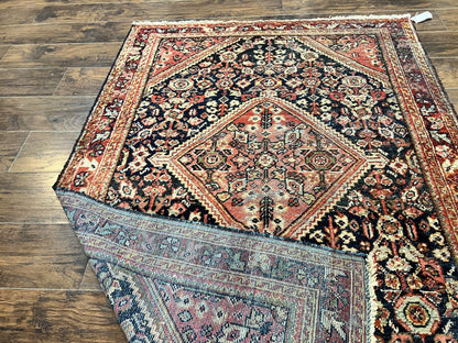 Antique Persian Mahal Rug 4x7, Wool Hand Knotted Tribal Geometric Carpet - Nuvé