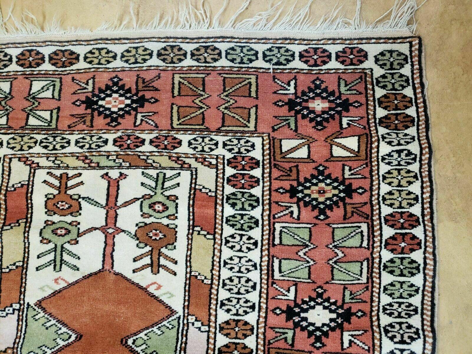 4' X 7' Antique Handmade Turkish Melas Oushak Wool Rug - Nuvé