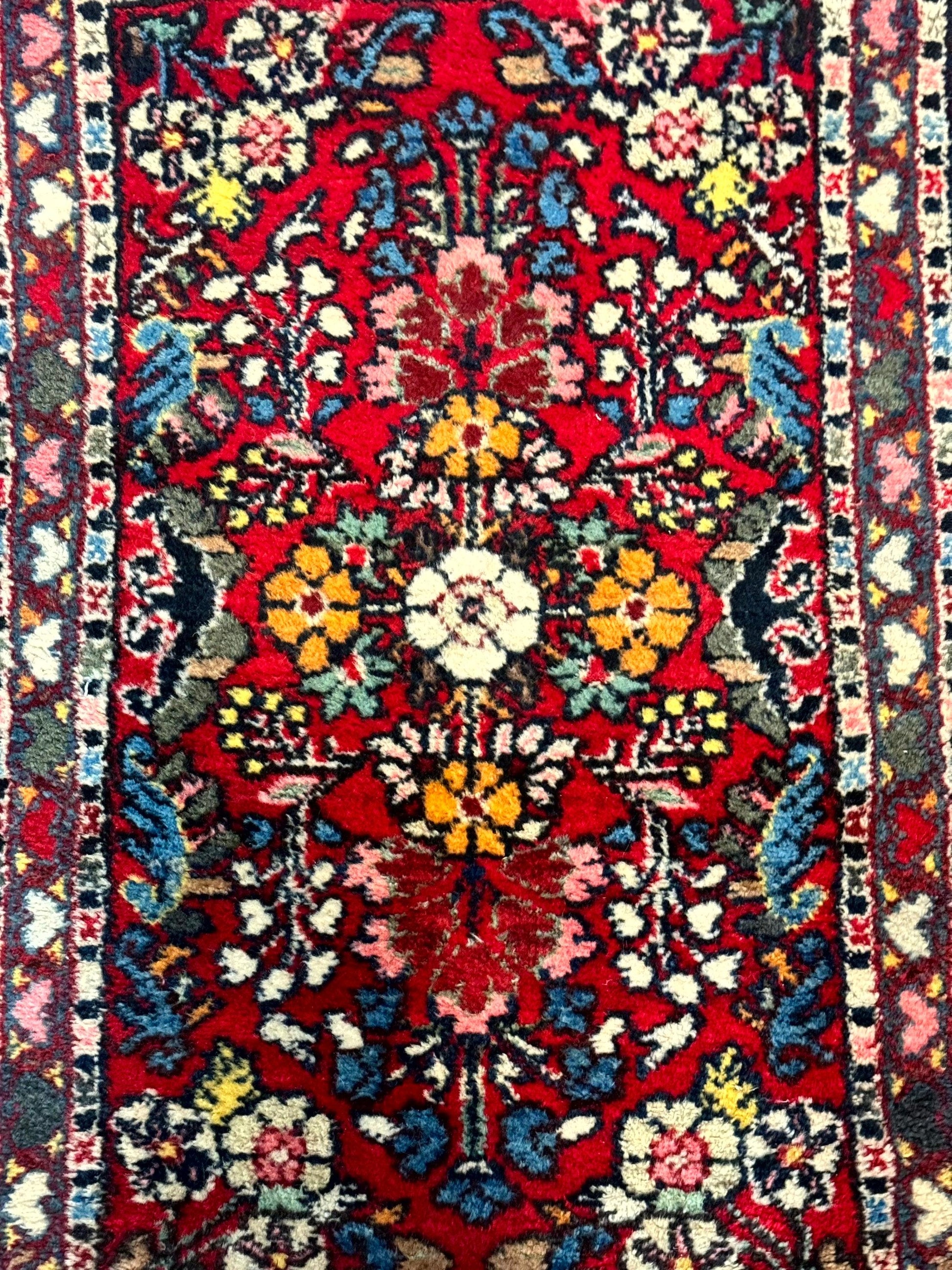 Small Persian Tribal Rug 2x3, Red Colorful Small Hamadan Carpet, Antique Persian Rug - Nuvé