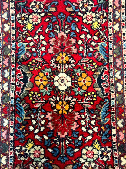 Small Persian Tribal Rug 2x3, Red Colorful Small Hamadan Carpet, Antique Persian Rug - Nuvé