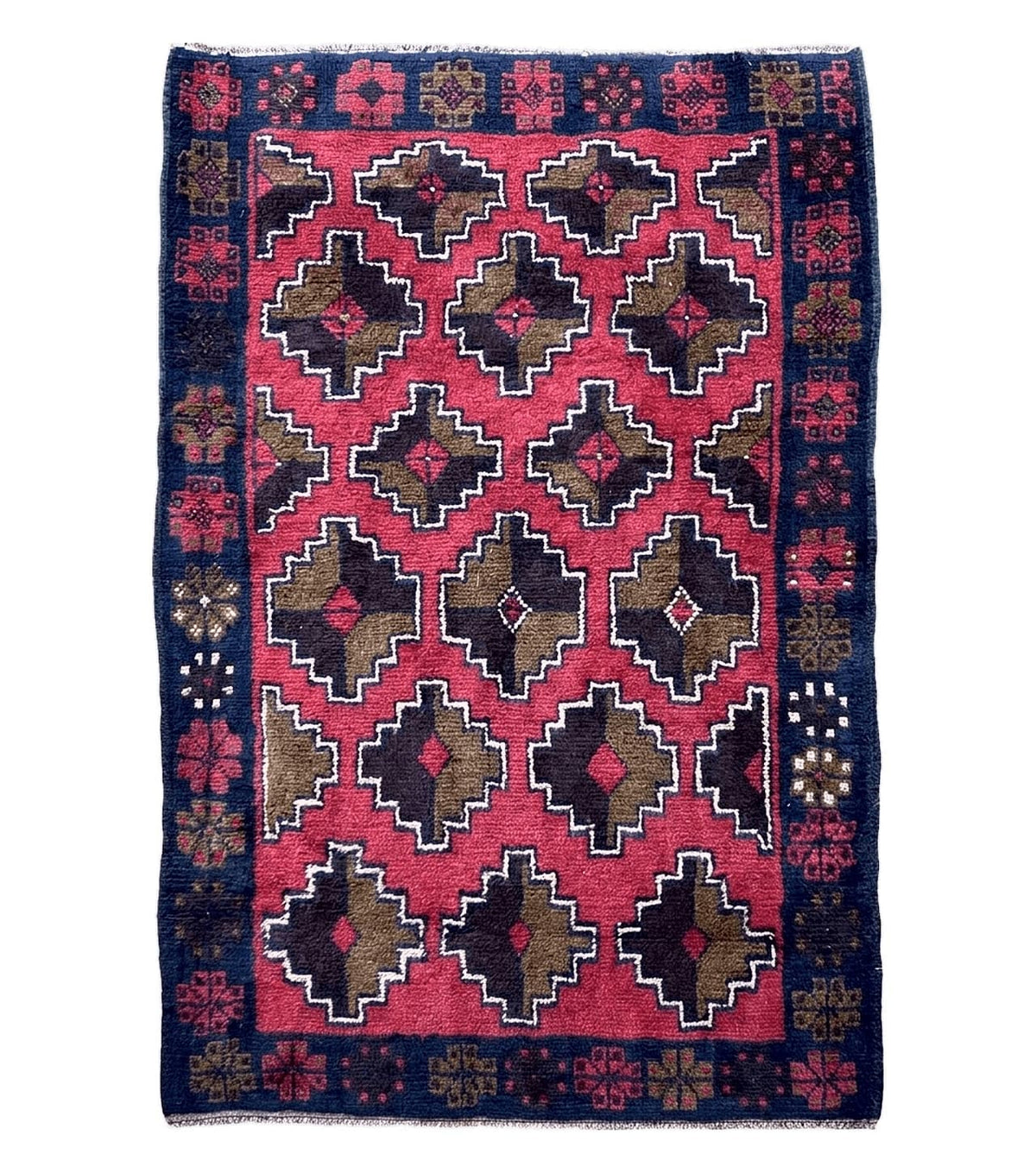 3' X 4' 7" Vintage Handmade Tribal Wool Rug Balouchi Rug Afghan Rug Red Brown