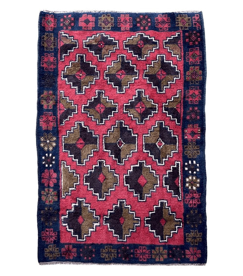 3' X 4' 7" Vintage Handmade Tribal Wool Rug Balouchi Rug Afghan Rug Red Brown