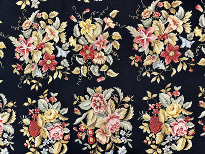 Palace Size Needlepoint Rug 12x16, Black and Colorful, Floral Panel, Handmade Oversized Wool Needlepoint Carpet, Rare - Nuvé