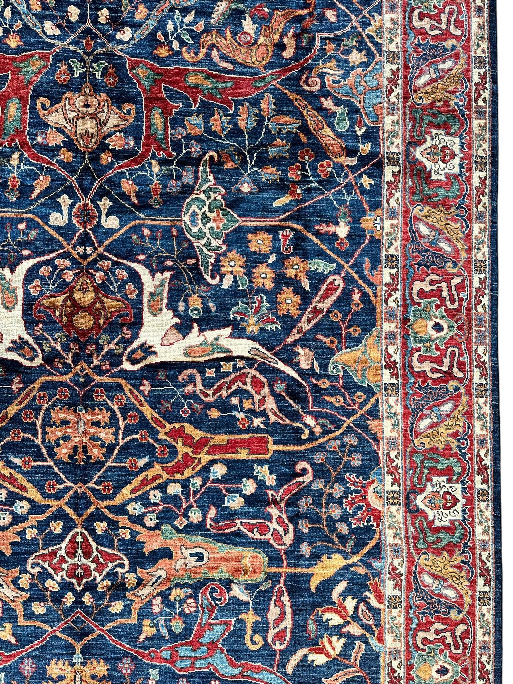 Hand-Knotted Afghani Bidjar Ghazni Wool Rug – 6'7" x 9'10" – Elegant Floral Design - Nuvé