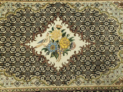 Small Persian Rug 2.4 x 3, Birds and Flowers, Finely Hand Knotted - Nuvé