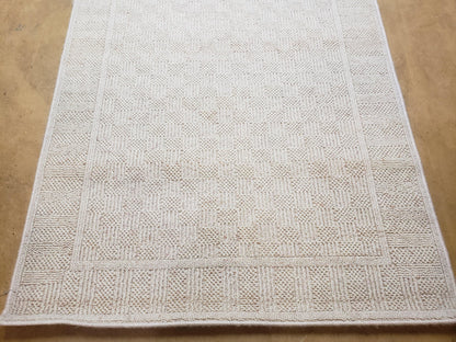 3x5 Karastan Rug Chaumiere Collection, Kara-Loc, Design #291/9866, Creme Color, Textured Squares II Patern, 3'6" x 5' 3" Carpet - Nuvé