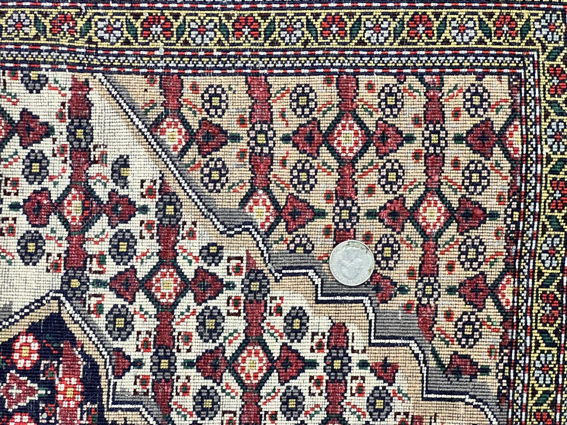 Afghan Rug 4x5, Wool with Silk Highlights, Very Fine Hand Knotted Vintage Oriental Carpet, Herati Pattern, Persian Rug, Bidjar Rug, 400 KPSI - Nuvé