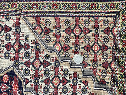 Afghan Rug 4x5, Wool with Silk Highlights, Very Fine Hand Knotted Vintage Oriental Carpet, Herati Pattern, Persian Rug, Bidjar Rug, 400 KPSI - Nuvé