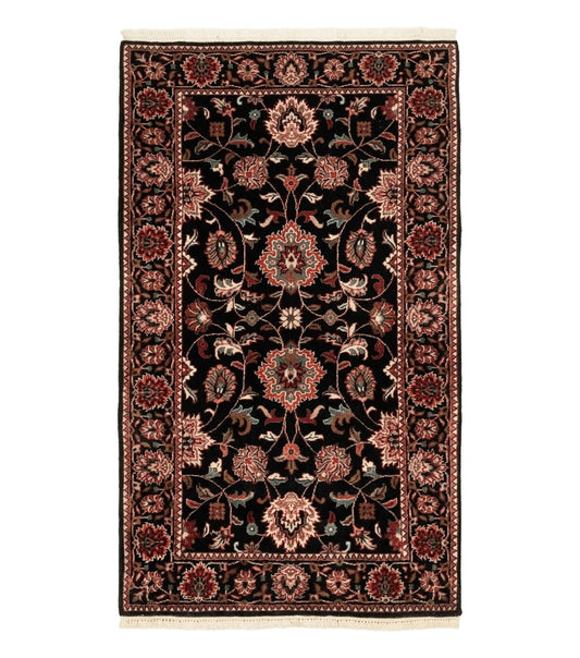 Indo Persian Sarouk Rug 3x5, Black Traditional Oriental Carpet
