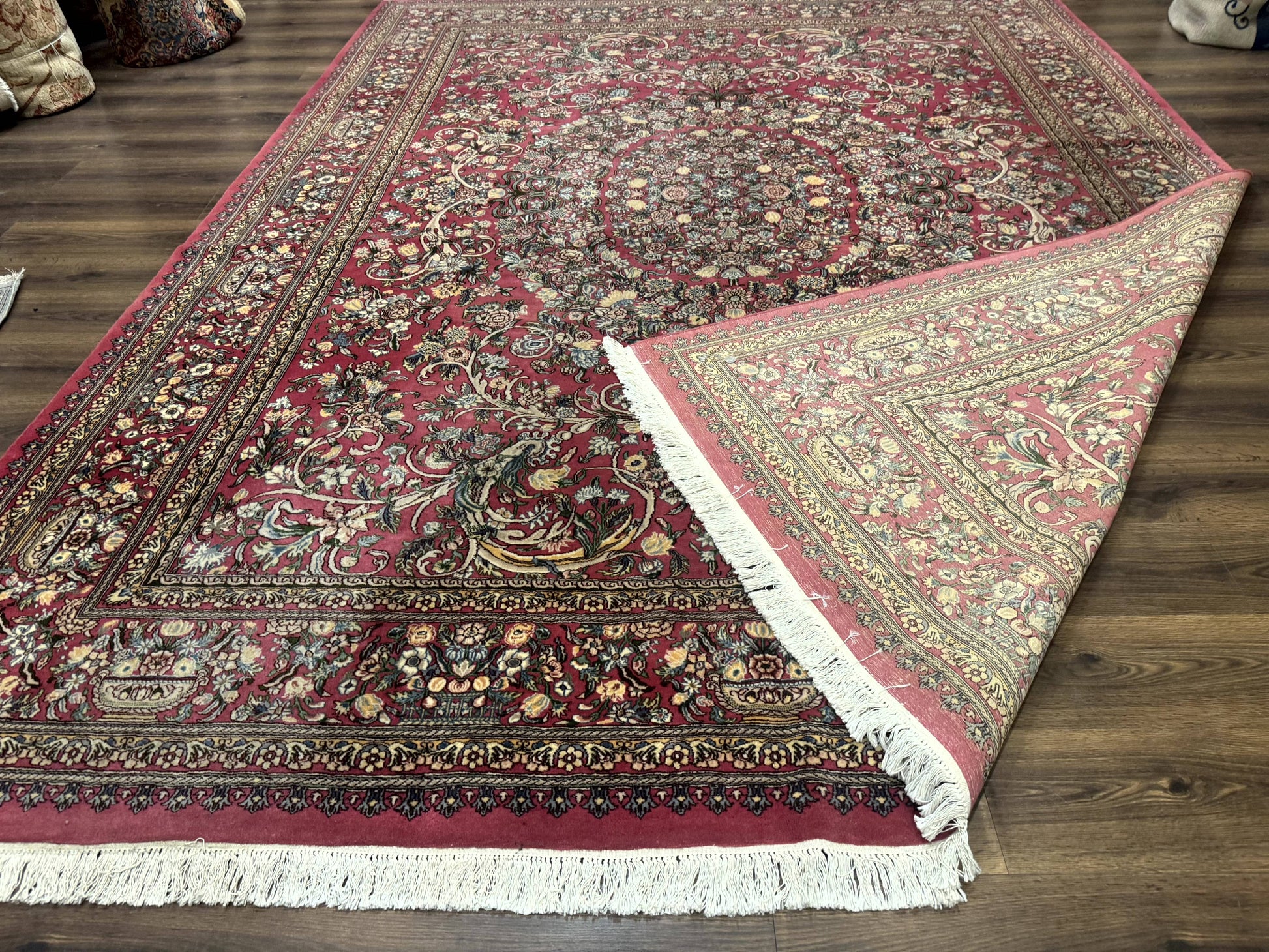 Sino Persian Rug 9x12, Fine 290 KPSI, Rose-Red, Floral Allover - Nuvé