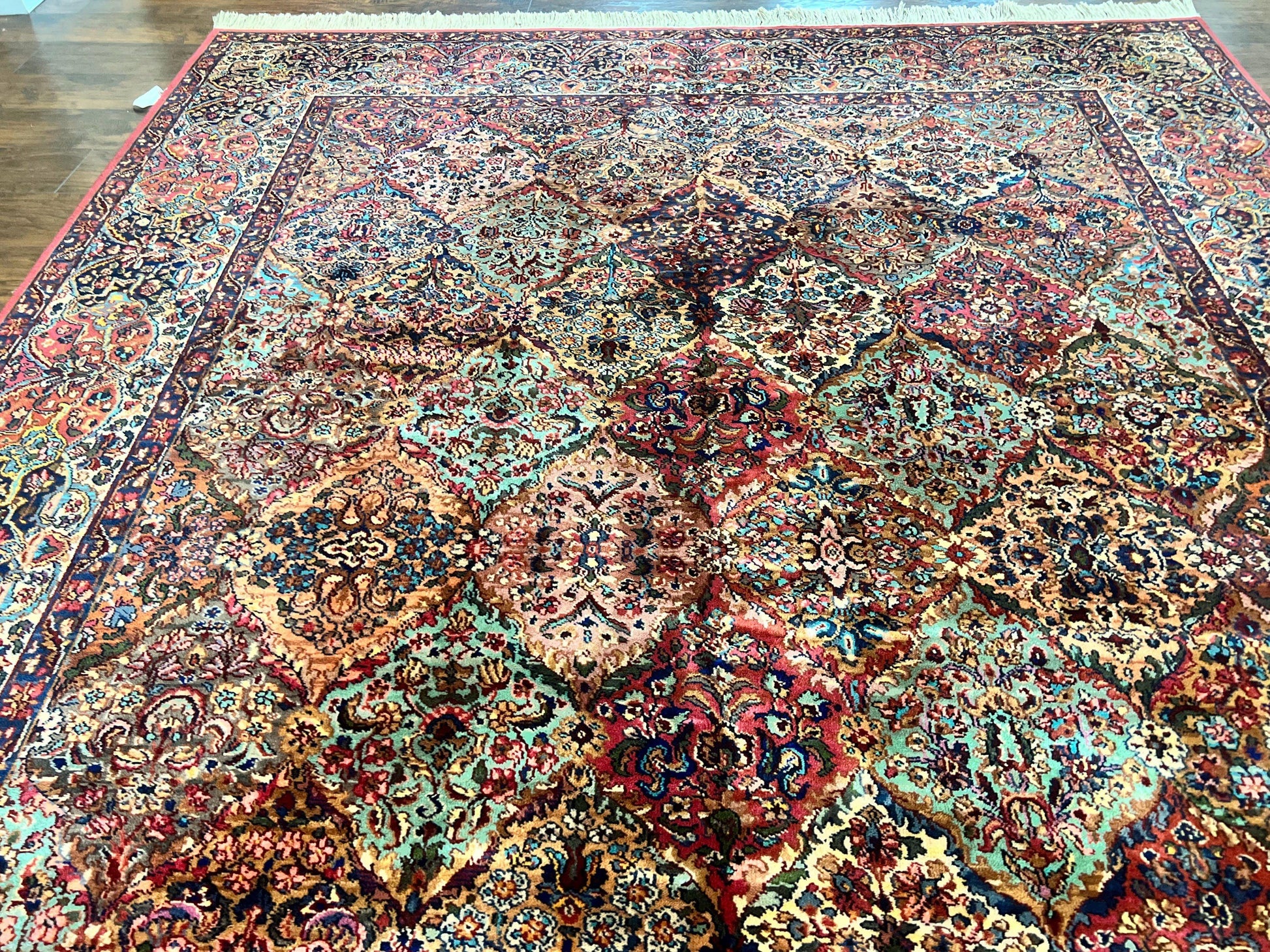 Karastan Multicolor Panel Kirman Rug #717, Wool Karastan Rug 8' 8" x 12', Vintage Multipanel Kirman, Original Karastan Collection 700 Series - Nuvé