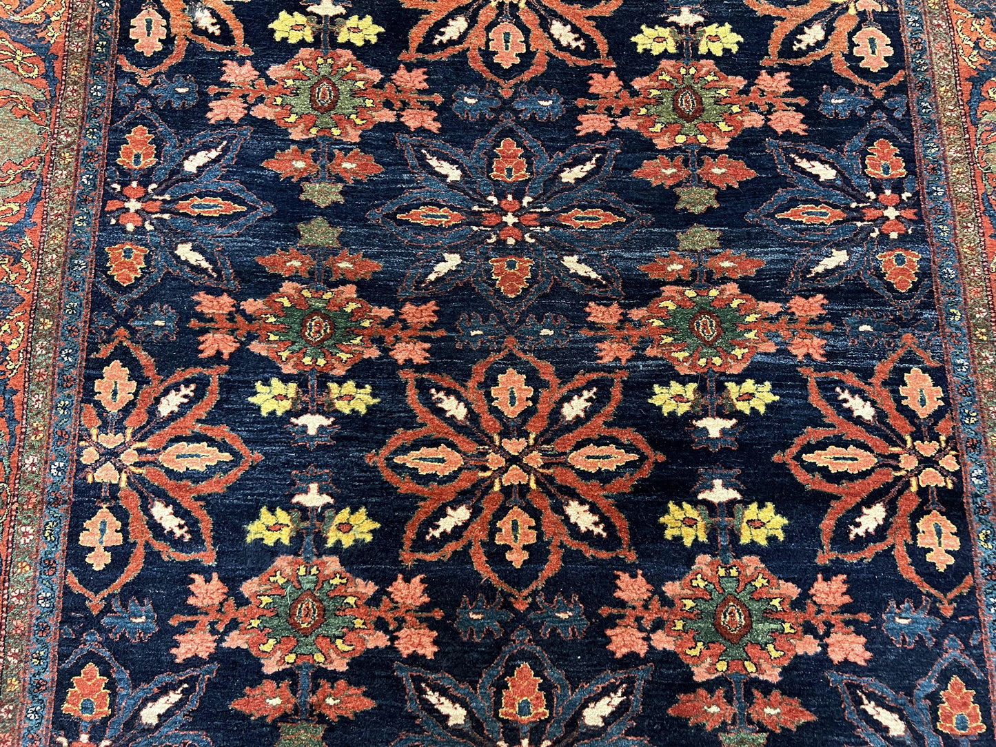 Wonderful Persian Rug 7x10, Navy Blue and Red, Allover Floral Pattern, Bidjar Carpet, Authentic Oriental Rug 7 x 10, Wool Hand Knotted Rug - Nuvé