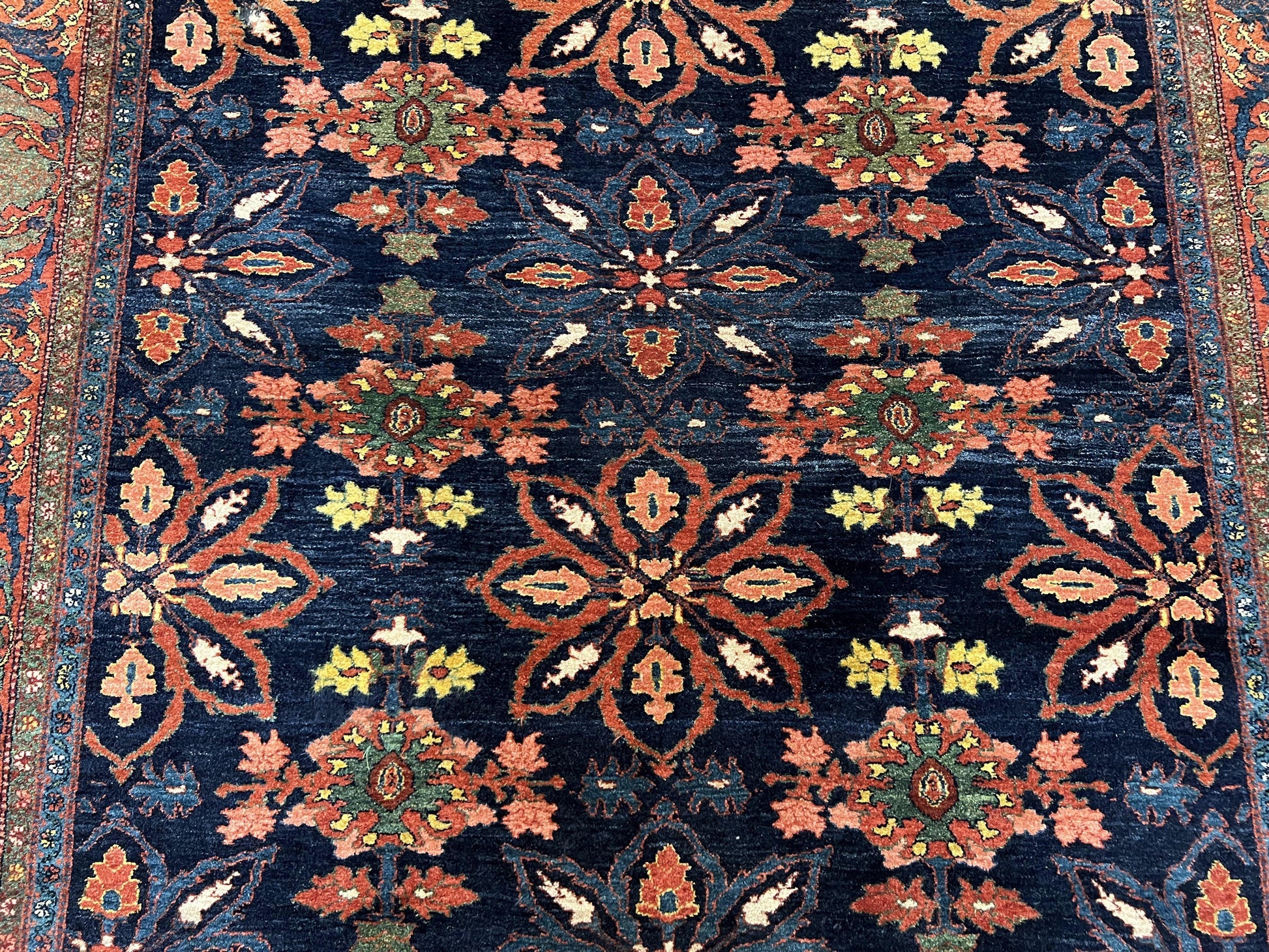 Wonderful Persian Rug 7x10, Navy Blue and Red, Allover Floral Pattern, Bidjar Carpet, Authentic Oriental Rug 7 x 10, Wool Hand Knotted Rug - Nuvé