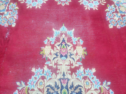 Antique Persian Kirman Rug 10x17 Oriental Carpet 10 x 17, Red, Multicolor, Namazian Signature Master Weaver, Shabby Chic, Semi Open Field - Nuvé