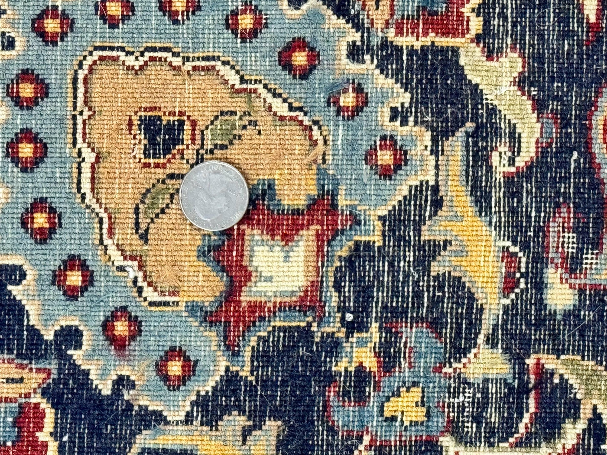 Pak Persian Rug 9x12, Red and Navy Blue, Floral Allover, Hand Knotted Vintage Wool Carpet, Fine 260 KPSI - Nuvé
