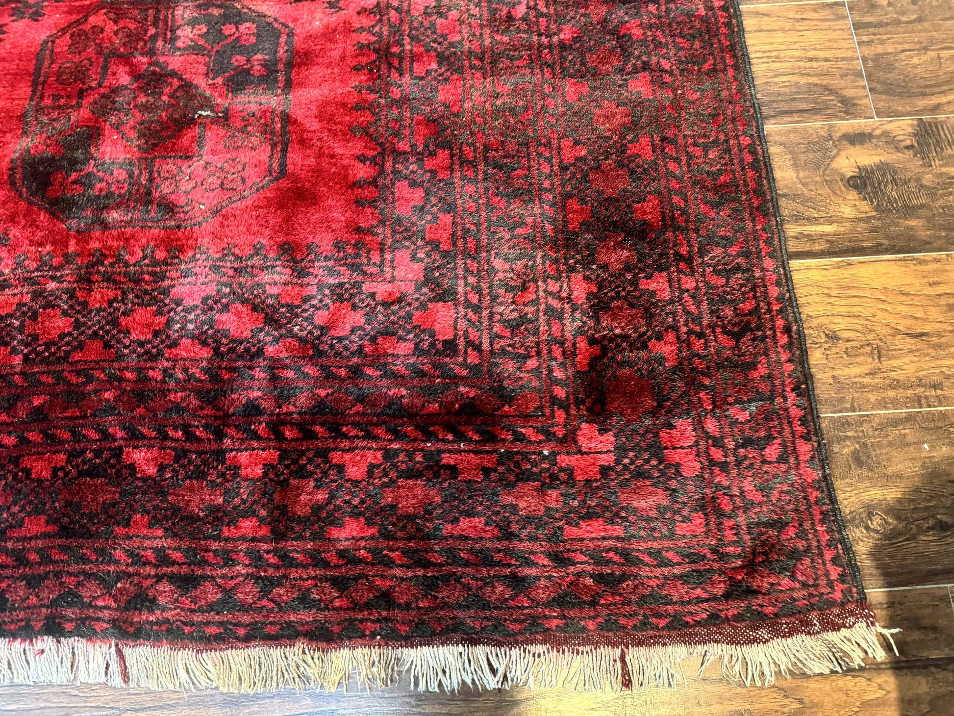 Afghan Turkoman Rug 9x10, Red Beshir Carpet, Tribal, Wool, Antique - Nuvé