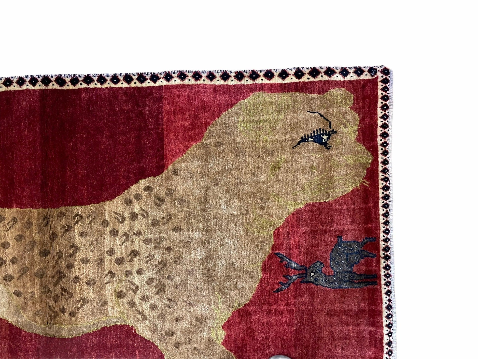 3.5 X 6 Handmade New Vintage Quality Wool Rug Leopard Red Tribal Hand-Knotted - Nuvé