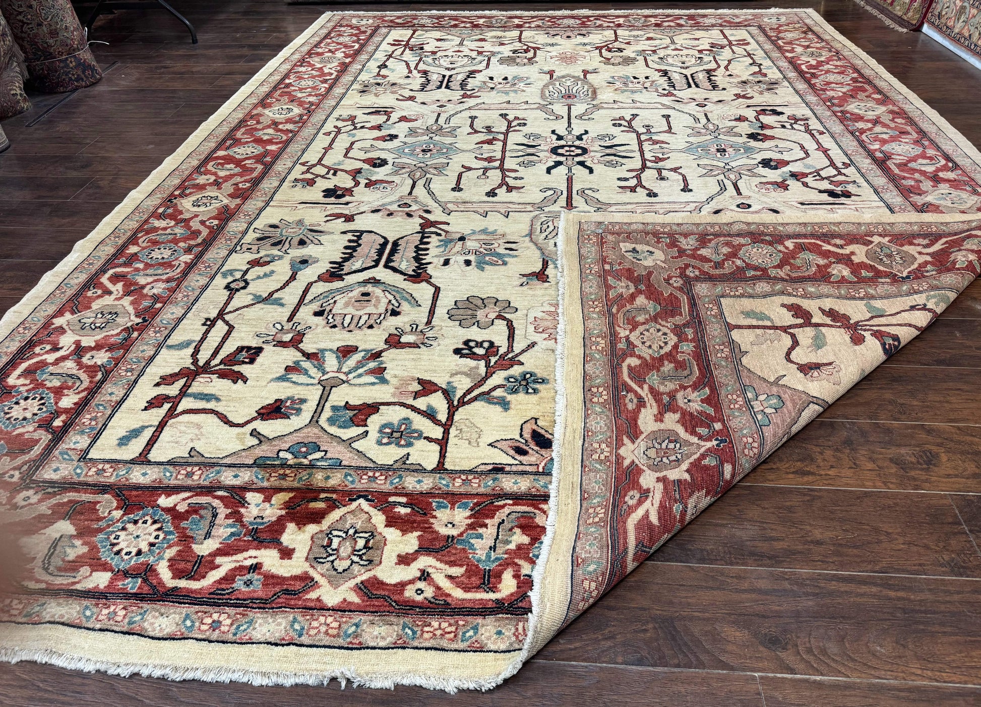 Peshawar Rug 10x14, Beige and Rust Red, Large Pak Persian Rug, Pakistani Rug - Nuvé