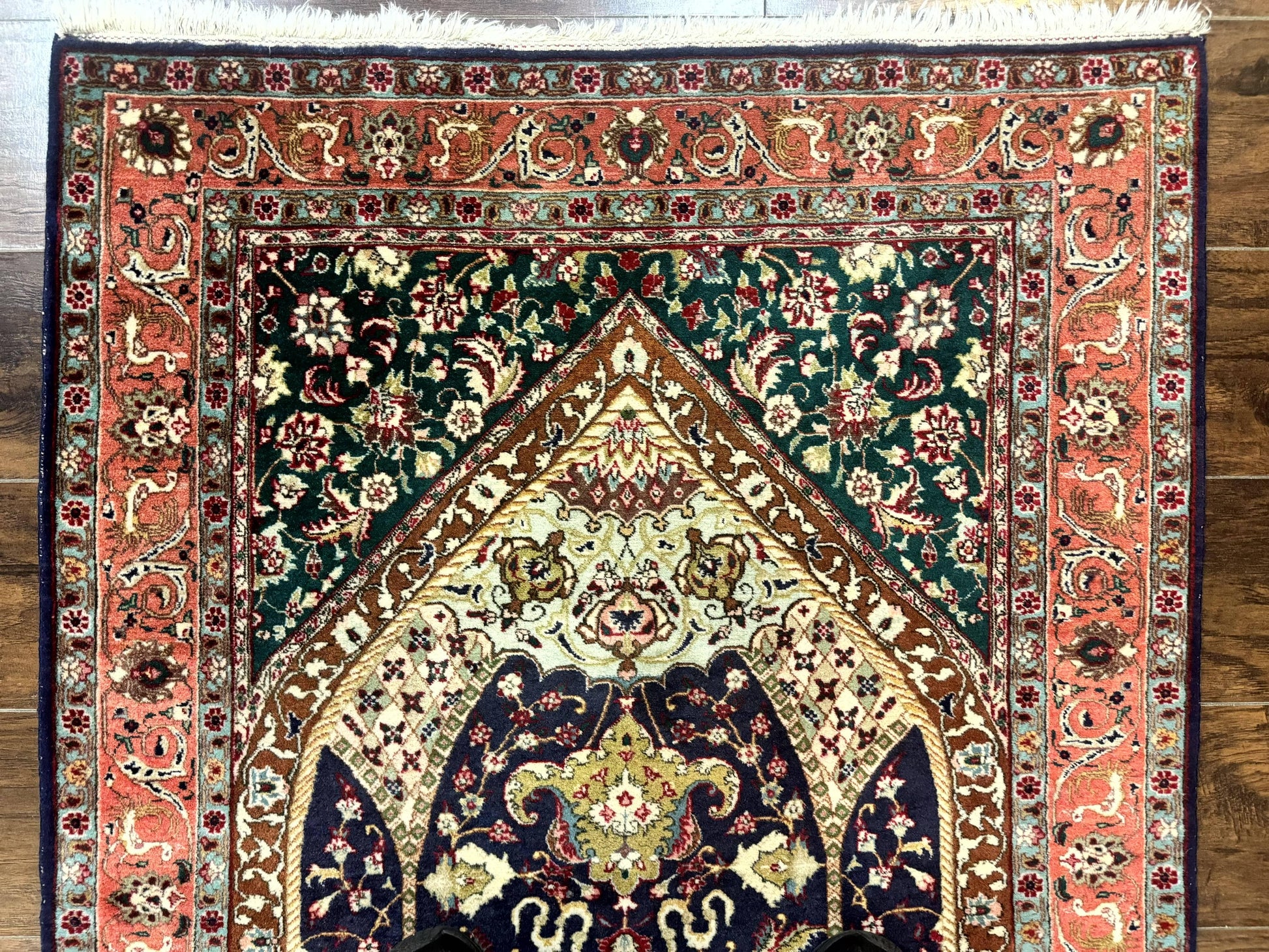 Persian Tabriz Rug 3x4, Navy Blue, Birds, Floral, Prayer Rug, Handmade Wool Rug, Finely Hand Knotted 325 KPSI - Nuvé