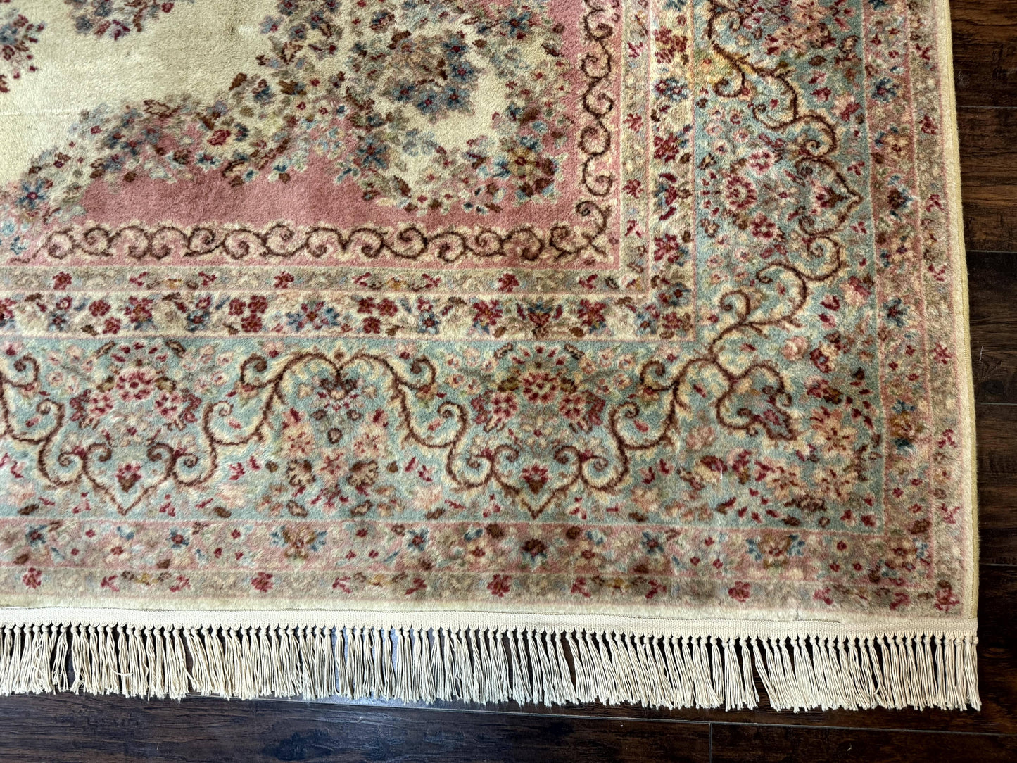 Karastan Rug 8.8 x 12, Pastel Ivory Kirman Rug #784, Wool Karastan Carpet, Original 700 Series, Vintage Karastan Area Rug, Discontinued - Nuvé