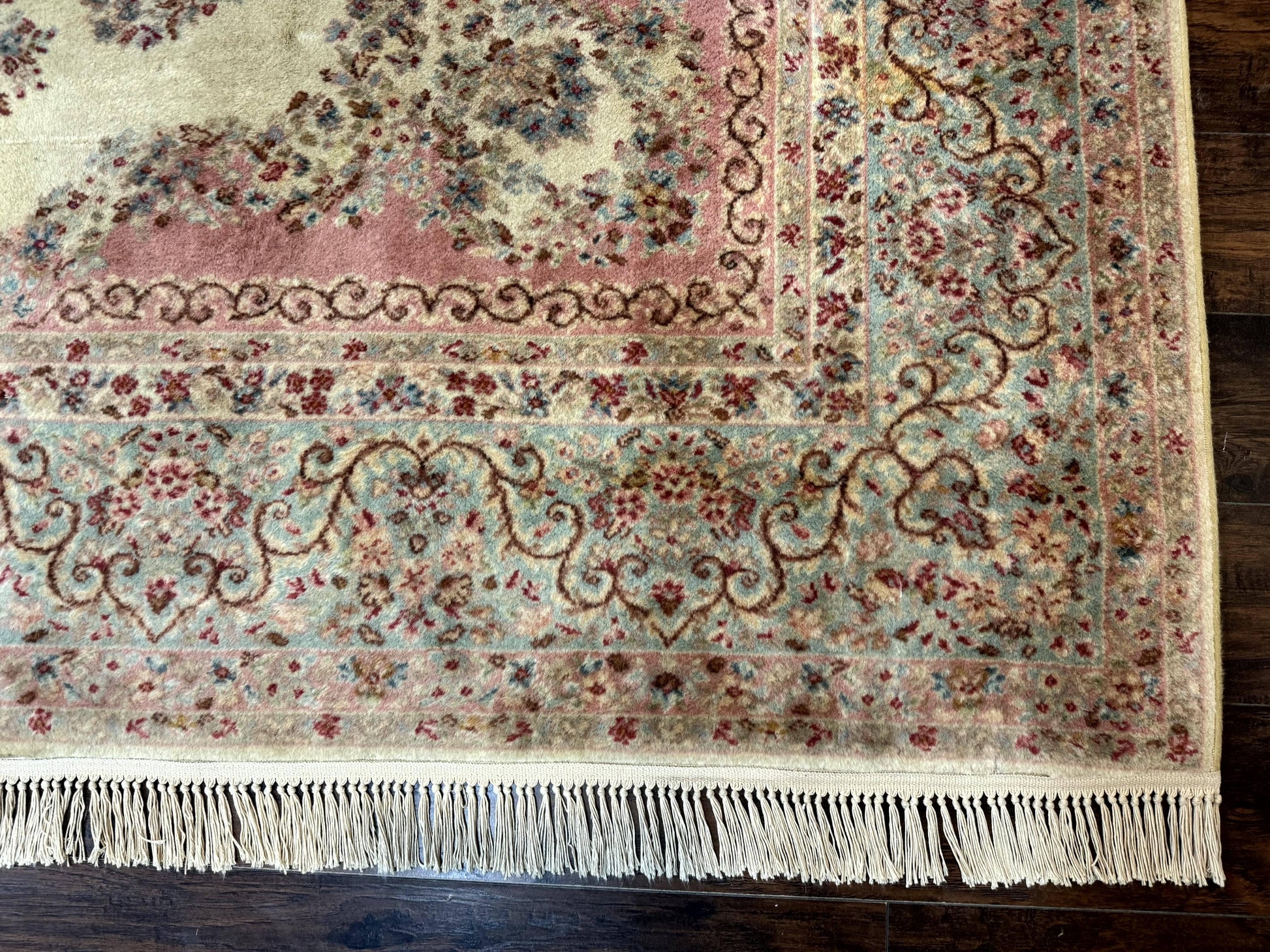Karastan Rug 8.8 x 12, Pastel Ivory Kirman Rug #784, Wool Karastan Carpet, Original 700 Series, Vintage Karastan Area Rug, Discontinued - Nuvé