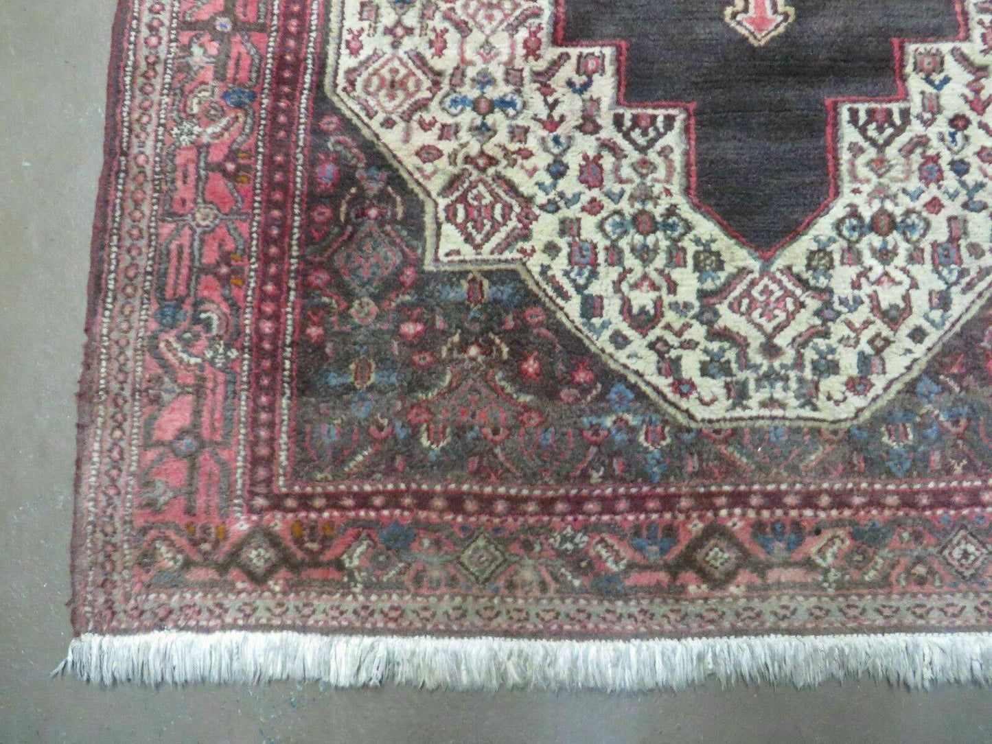 4' X 5' Antique Handmade India Floral Oriental Wool Rug Brown Vegetable Dyes - Nuvé