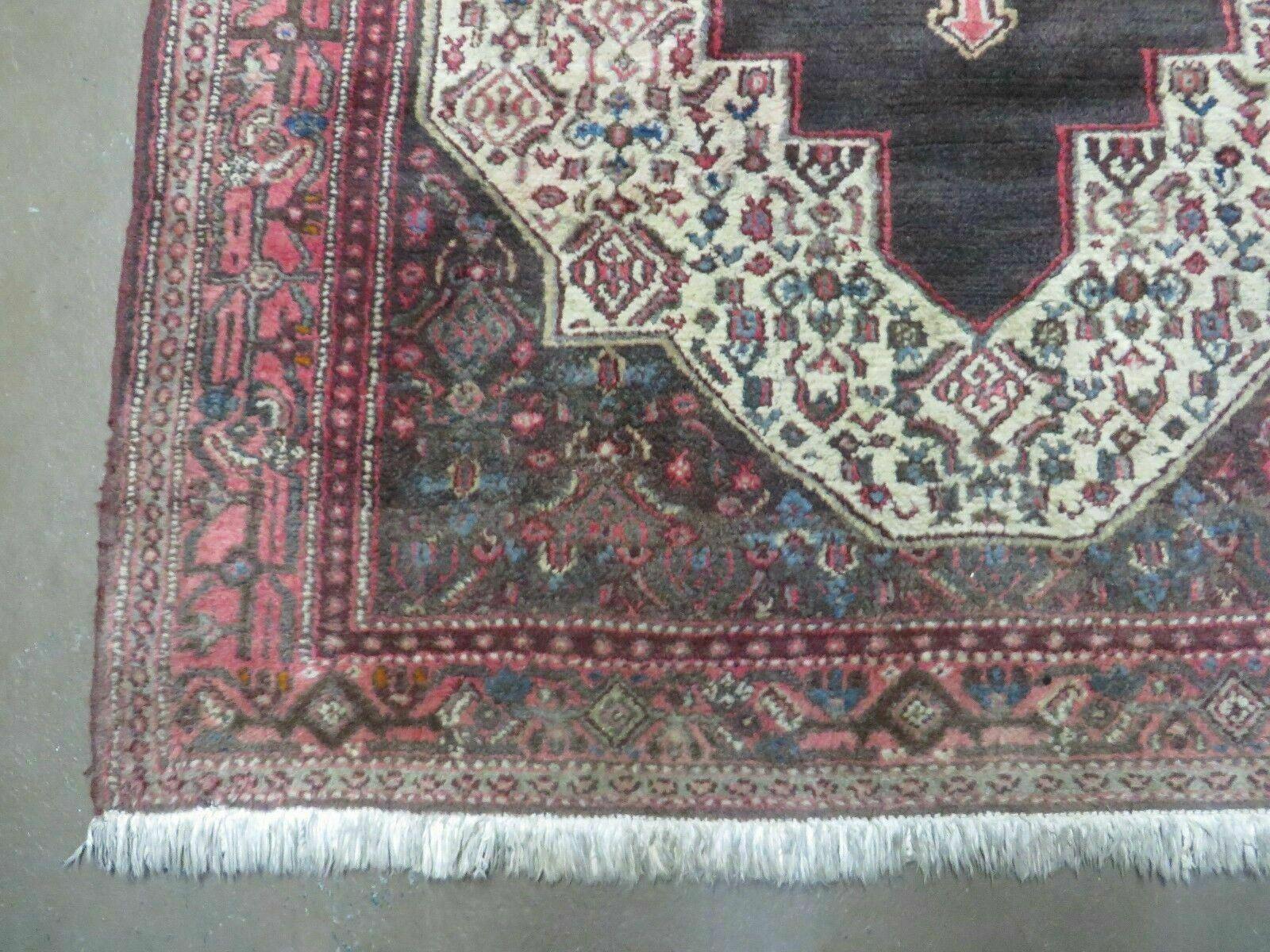 4' X 5' Antique Handmade India Floral Oriental Wool Rug Brown Vegetable Dyes - Nuvé
