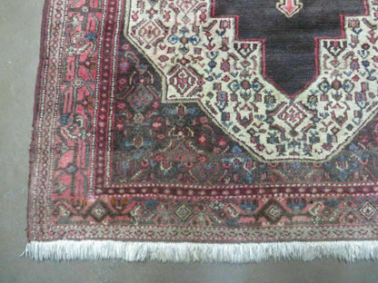 4' X 5' Antique Handmade India Floral Oriental Wool Rug Brown Vegetable Dyes - Nuvé
