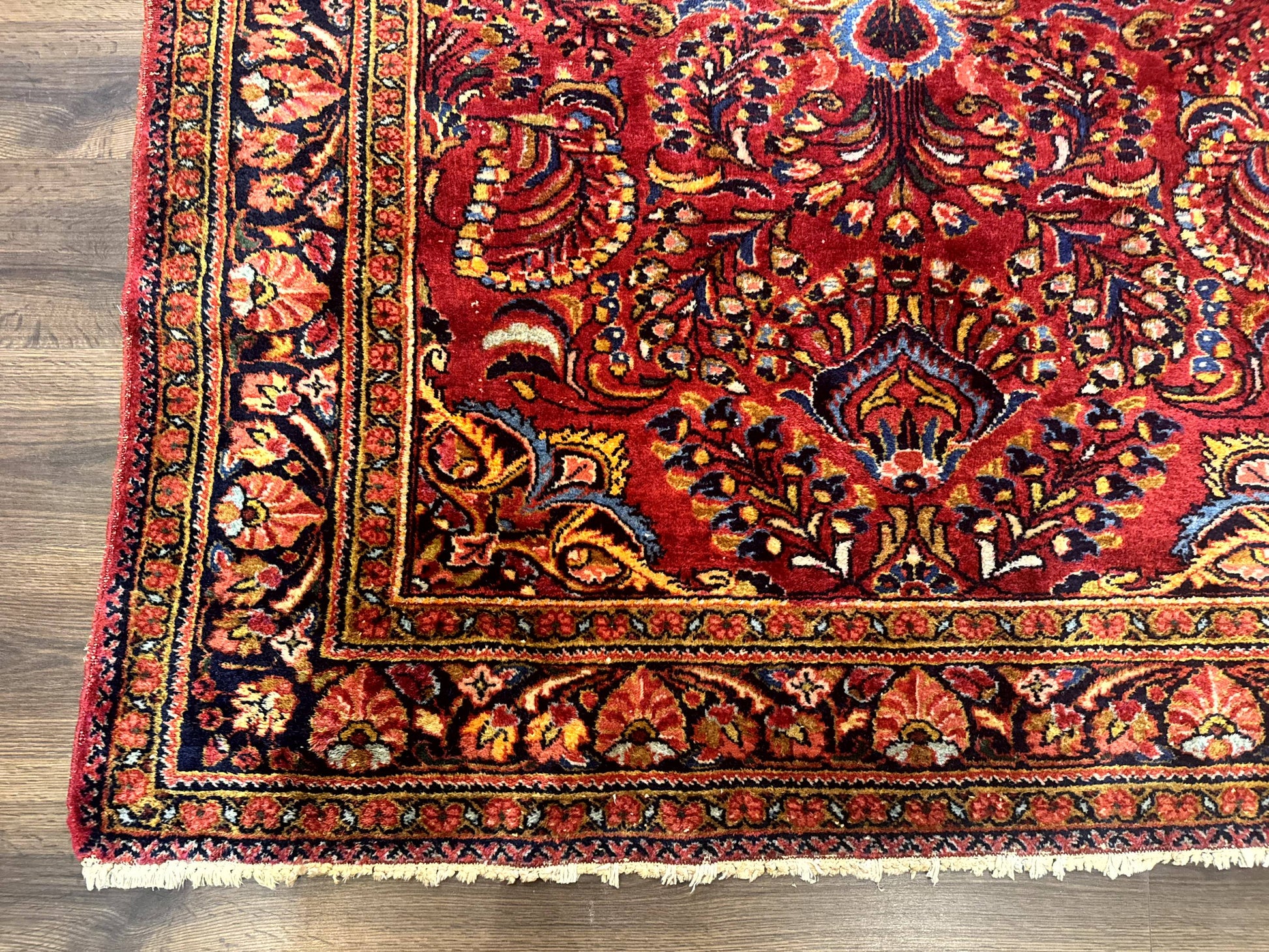 Persian Lilihan Rug 5x6, Red, Floral, Antique Persian Carpet - Nuvé