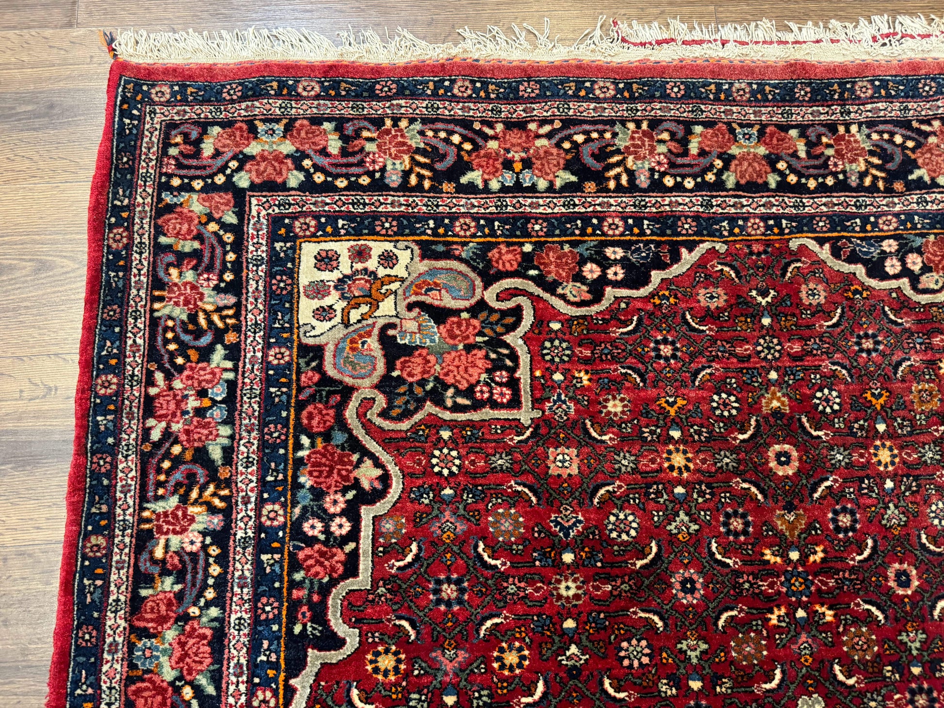 Antique Persian Rug 5x7, Red, Fine 260 KPSI, Bidjar Carpet - Nuvé