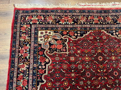 Antique Persian Rug 5x7, Red, Fine 260 KPSI, Bidjar Carpet - Nuvé