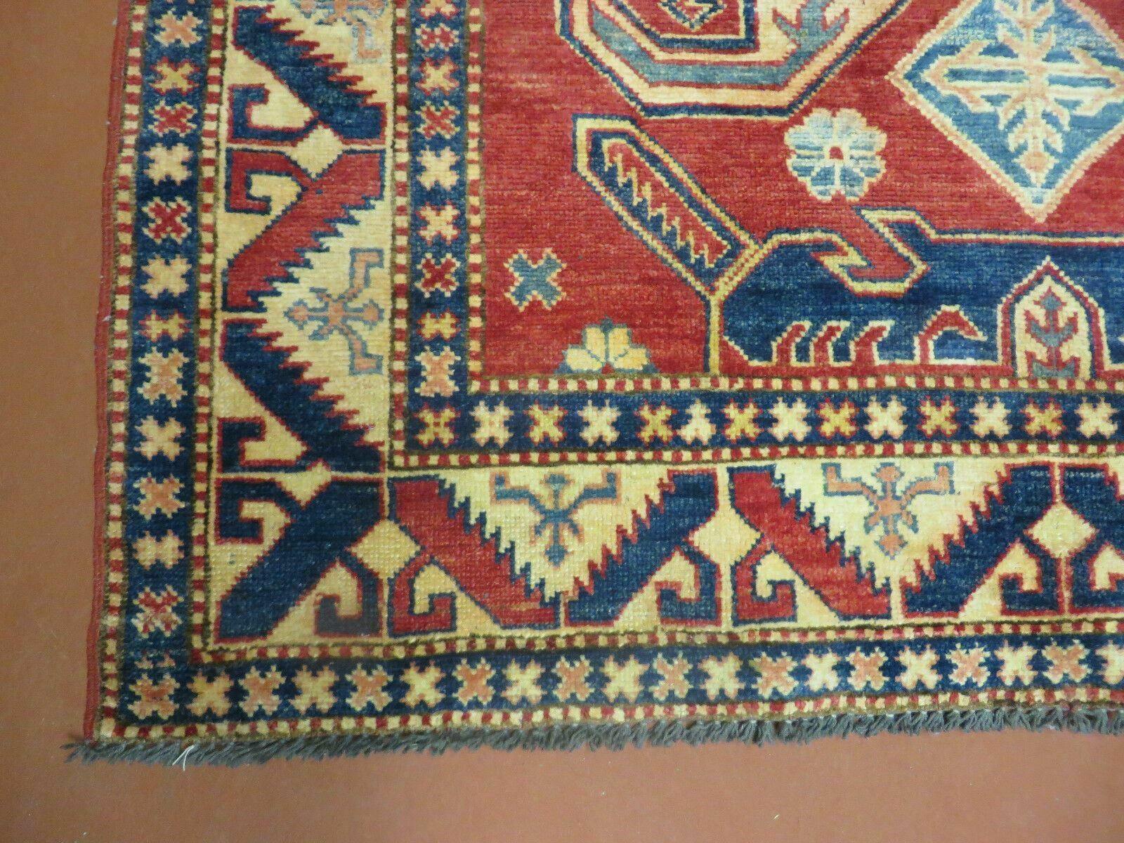 4' X 6' Vintage Handmade Turkish Kazak Pattern Wool Rug Carpet Nice - Nuvé