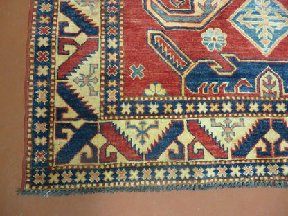 4' X 6' Vintage Handmade Turkish Kazak Pattern Wool Rug Carpet Nice - Nuvé