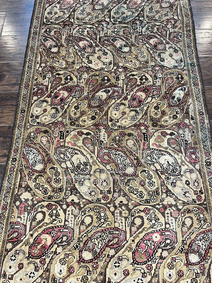Antique Persian Malayer Runner Rug 3x16, Repeated Boteh Paisley Design, Rare Rug, 1920s Antique Oriental Carpet, Wool Handmade Hand Knotted 3 x 16 ft Rug - Nuvé