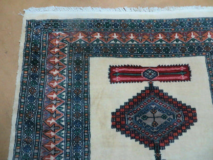 4' X 6' Vintage Handmade Bokhara Turkoman Pakistan Wool Rug Carpet Nice - Nuvé