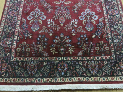4' X 6' Vintage Handmade Fine India Jaipur Floral Oriental Wool Rug Red Nice - Nuvé
