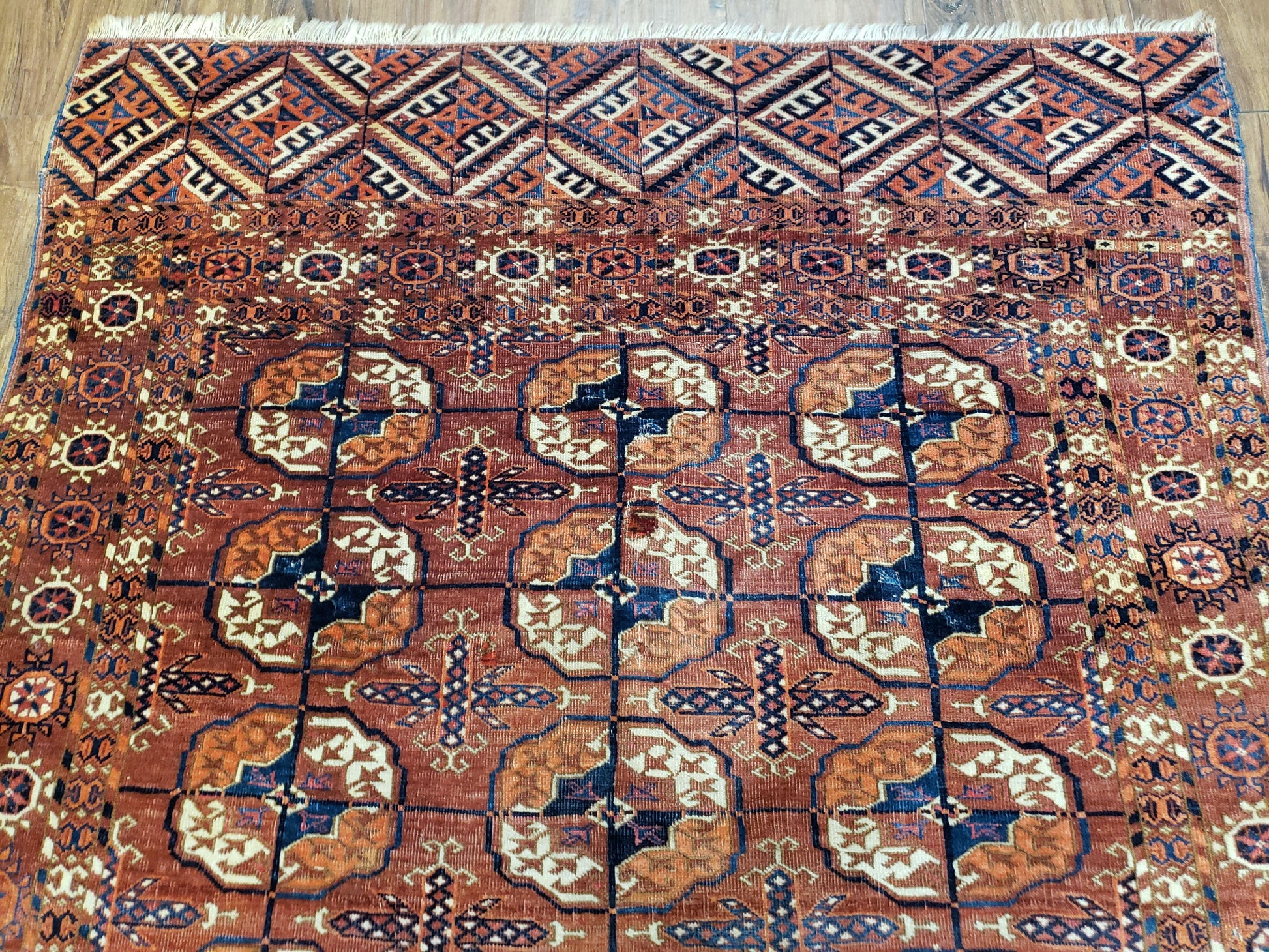4x7 Antique Yamud Rug Russian Rug Turkoman Rug Fine Weave Rug - Nuvé