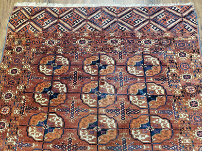 4x7 Antique Yamud Rug Russian Rug Turkoman Rug Fine Weave Rug - Nuvé