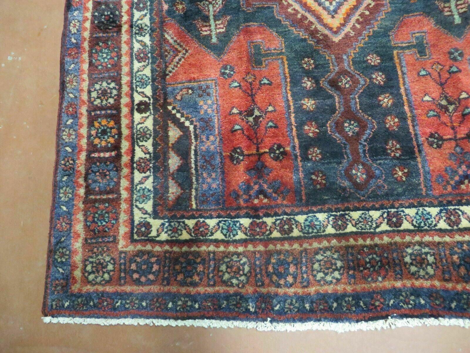 4' X 9' Antique Handmade Turkish Tribal Oriental Geometric Wool Rug # 605 - Nuvé