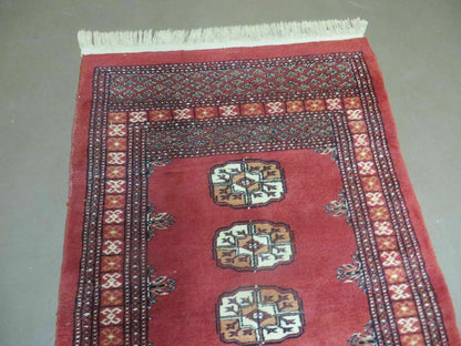 2' 8" X 10' Vintage Handmade Bokhara Turkoman Pakistani Wool Runner Rug Nice